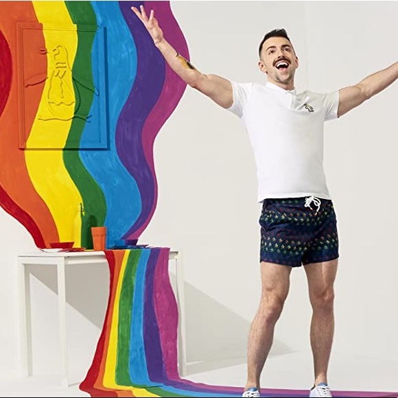 Original Penguin Blue Rainbow Pride Short Swim Trunks Bloomingdale’s Exclusive - Picture 14 of 15